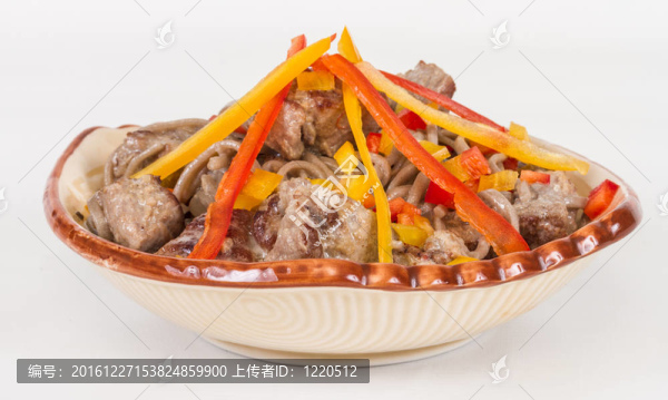 豬肉的亞洲式面條；香辣美味可口