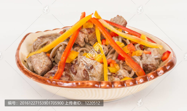 豬肉的亞洲式面條；香辣美味可口