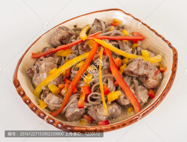 豬肉的亞洲式面條；香辣美味可口