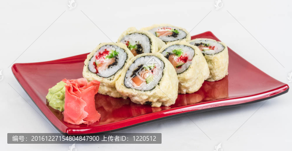 日本料理天婦羅壽司-真希（油炸鮭魚魚子魚子和奶油奶酪；卷內(nèi)）