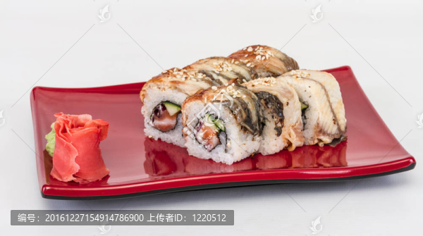 日本傳統(tǒng)美食-,Maki,Roll黃瓜，奶油奶酪和生鮭魚和鰻魚