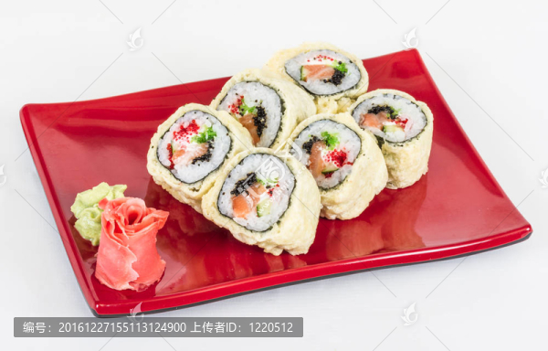 日本料理天婦羅壽司-真希（油炸鮭魚魚子魚子和奶油奶酪；卷內(nèi)）