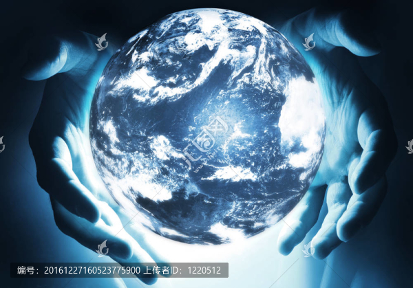 手中發(fā)光的地球球體