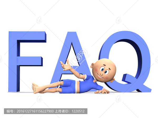 常見問題3d字母和一個可愛的卡通人