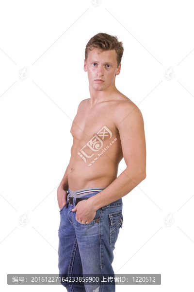 白色背景下英俊男性模特的肖像