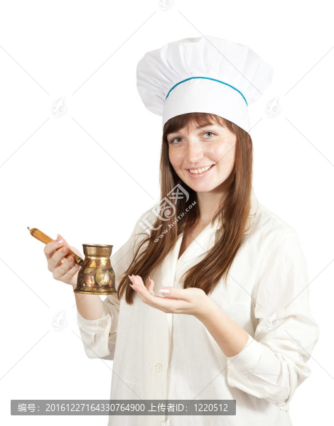 女孩拿著士微煮