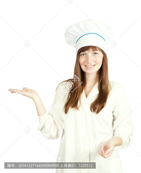 女廚師指著