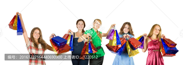 五個(gè)購(gòu)物袋女孩