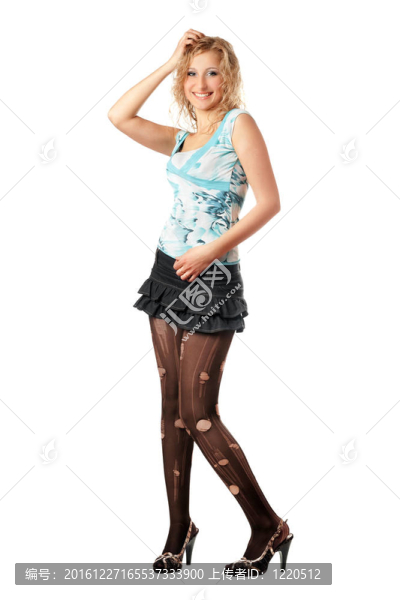 在撕開絲襪金發(fā)美女的微笑