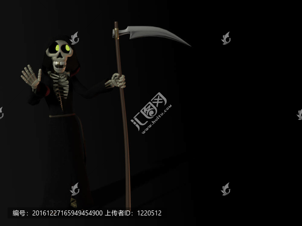 微笑的卡通骷髏的死神。