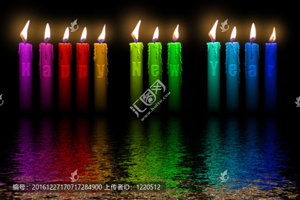 彩色蠟燭新年快樂洪水泛濫