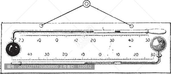 溫度計刻度；老式雕刻。
