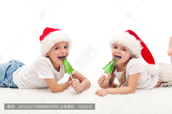 圣誕老人戴圣誕帽和糖果
