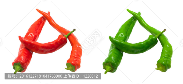綠辣椒和紅辣椒組成的字母