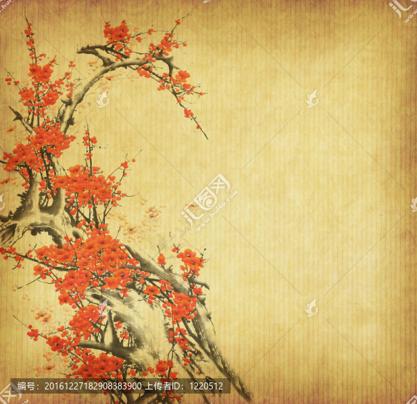 老古董紙背景上的春天桃花