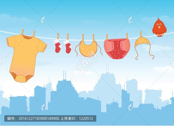 嬰兒的衣服在晾衣繩