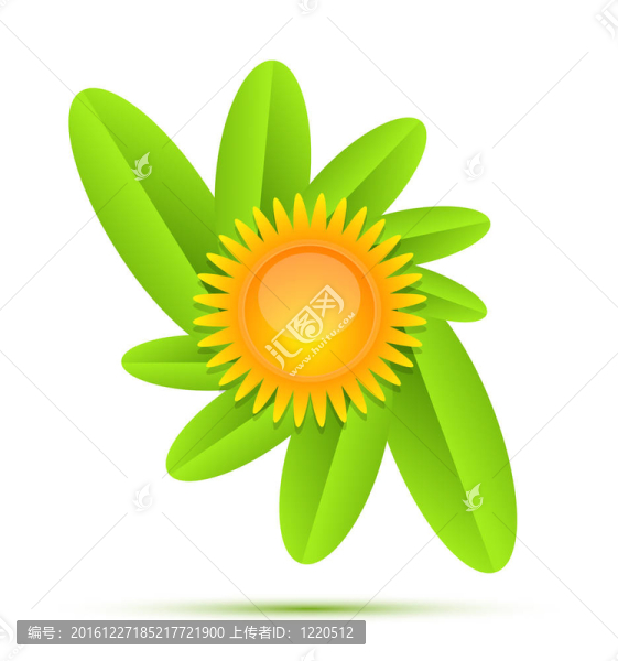 自然太陽和樹葉圖標