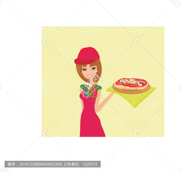 漂亮的女招待喜歡比薩餅