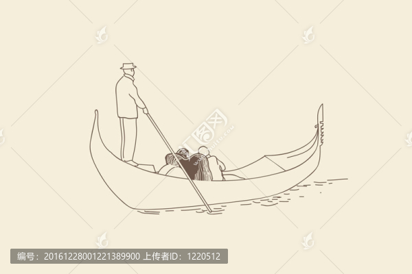 船夫在素描。