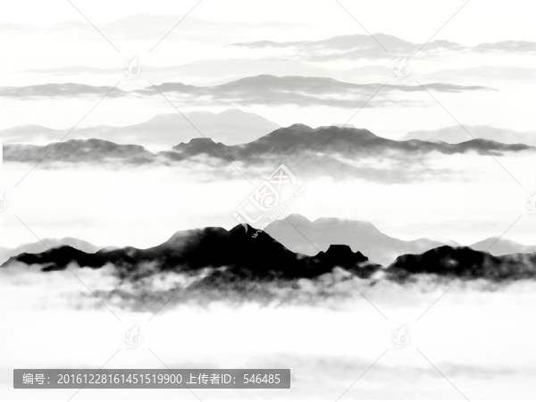 水墨群山,合層