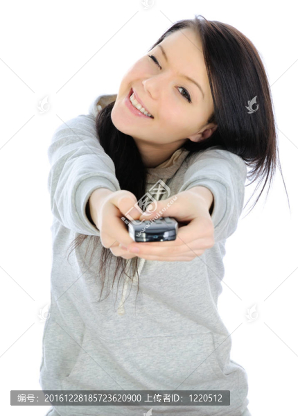 女孩和遙控器。