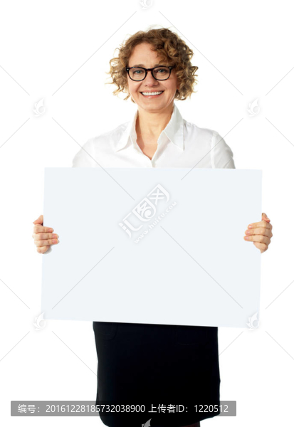 白人商人手里拿著一張廣告牌