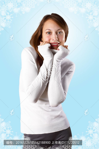 穿白毛衣的少女