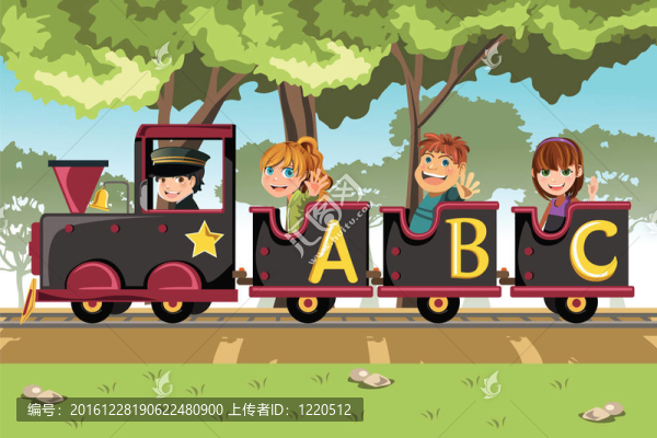 兒童騎字母火車