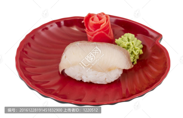 一個年輕的黃獅魚壽司特寫