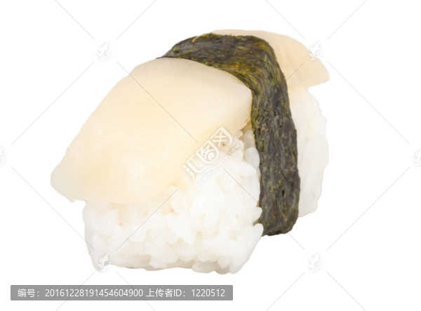 壽司hotate片扇貝孤立在白色背景