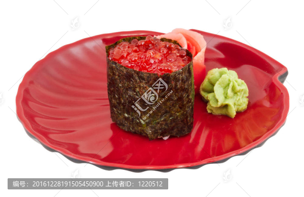 鮭魚卵壽司nikiri輥微距鏡頭