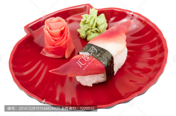 Hokkigai,Mollusc,sushi在白色背景