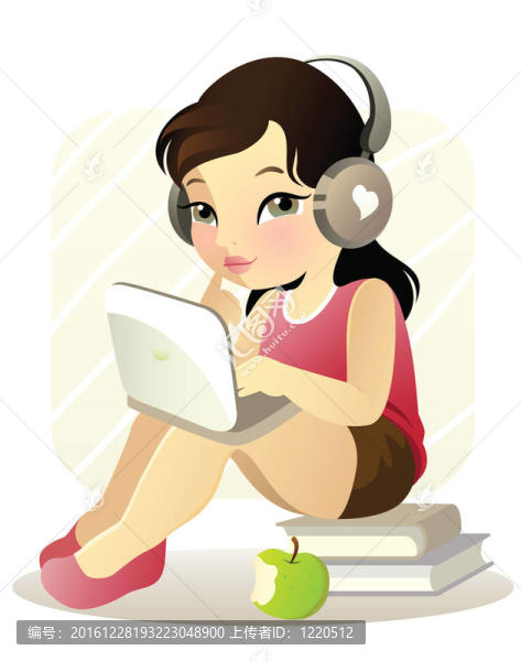 帶筆記本電腦的年輕女孩