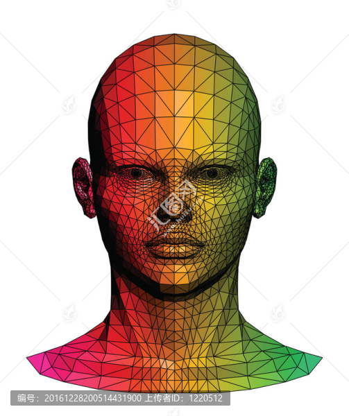 人七彩頭。插畫