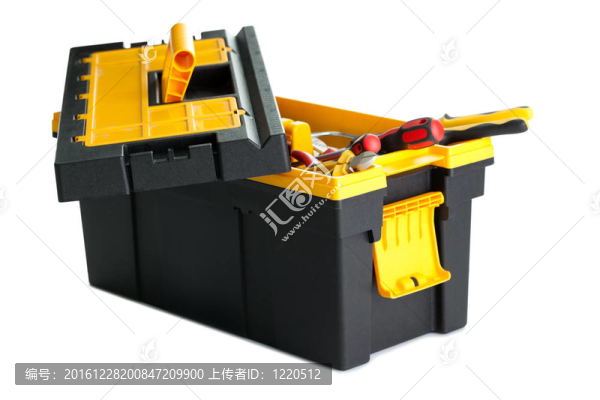 工具箱與工具在白色背景