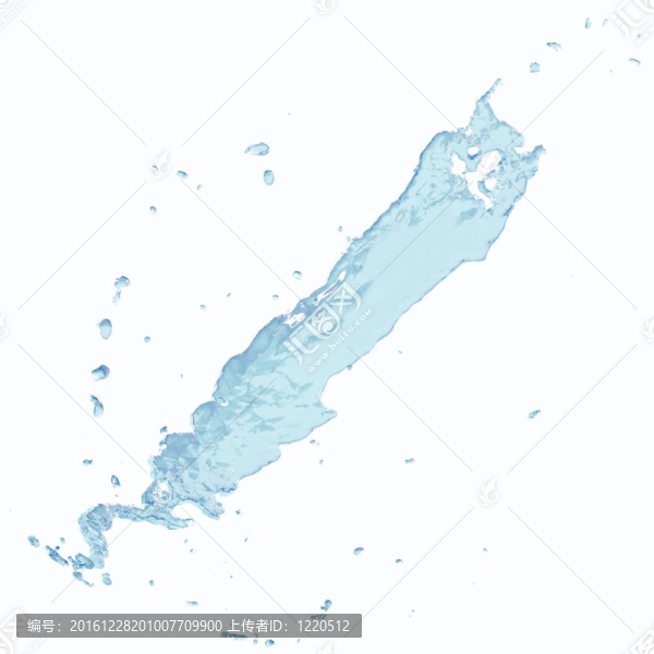 水花四濺。白色背景孤立