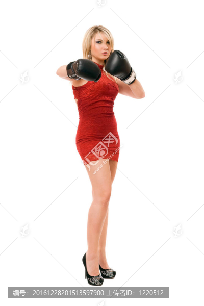 穿拳擊手套的金發(fā)女郎