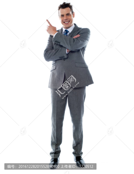 在西裝指著分隔開的商人