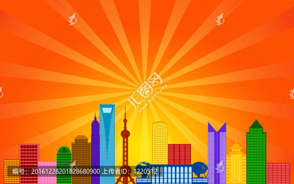 上海中國城市天際線的全景