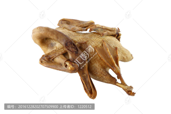 在白色背景的中國肉汁燉鴨一面。