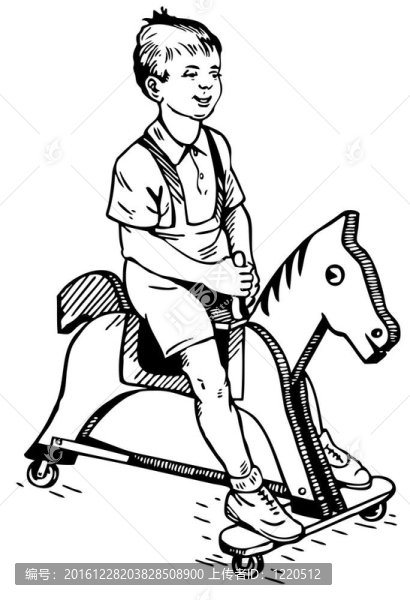 玩具馬上的男孩