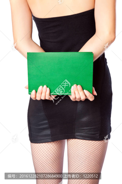 女人的超短裙，拿著書