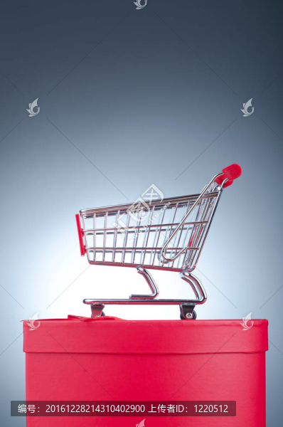 帶購(gòu)物車(chē)的圣誕購(gòu)物概念