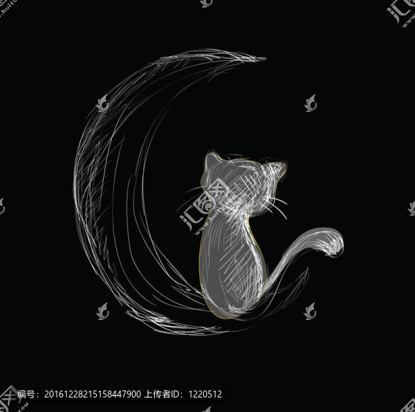 貓月手繪草圖