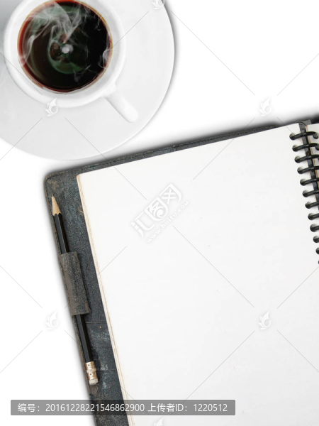 白咖啡杯和一張白紙空白頁(yè)
