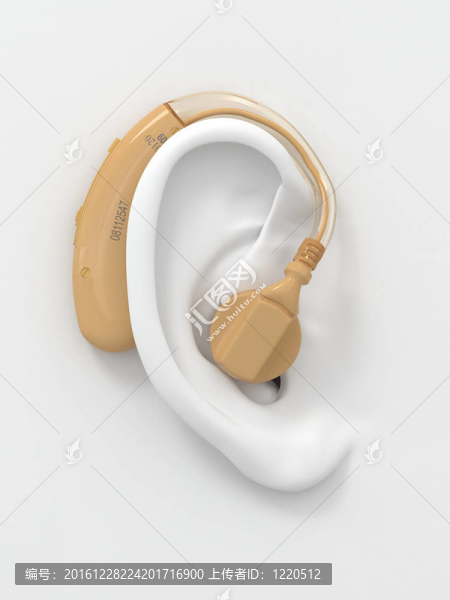 耳用助聽器。3d