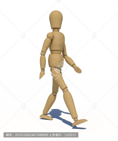 木頭人走路。3D渲染