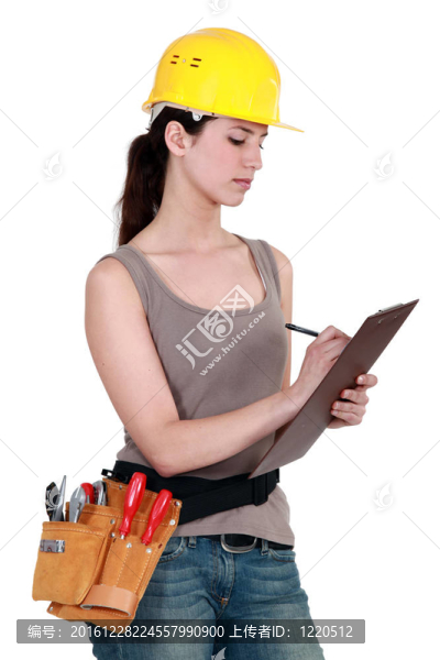 女建設(shè)者持有剪貼板