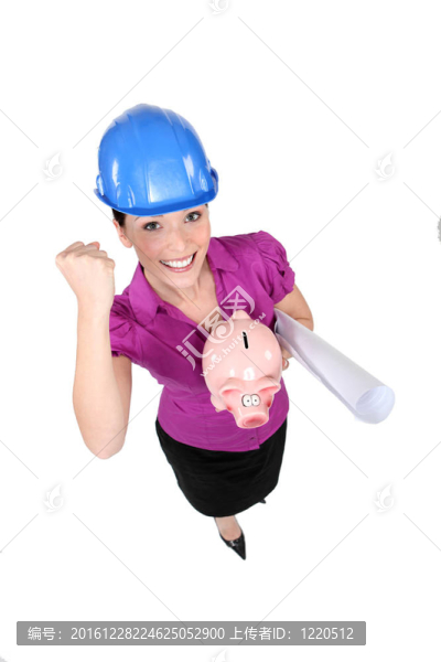 女建筑師高興她的錢。