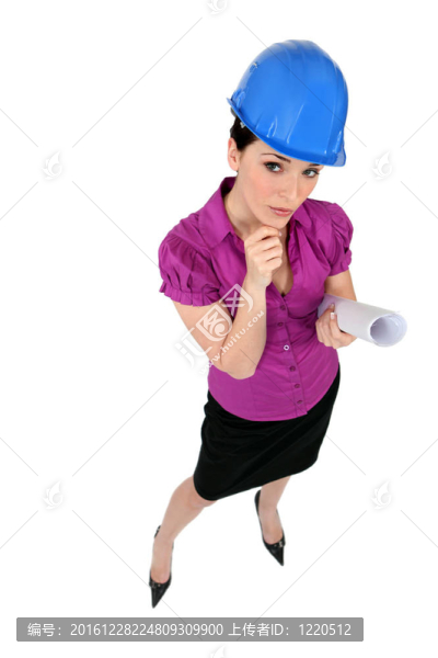 沉思的女建筑師